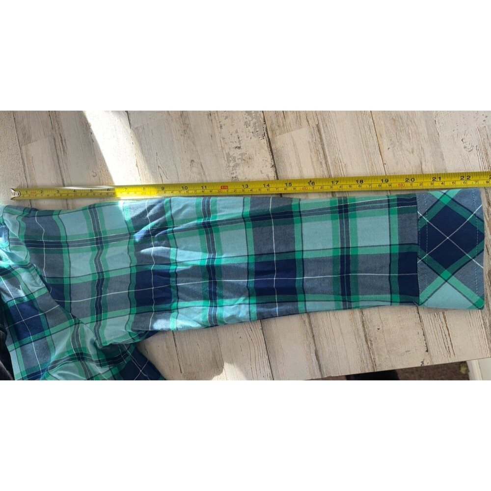 TALBOTS Metallic Flannel Modern Classic Shirt in Frost Bloom Plaid Cotton XL P - Picture 9 of 9